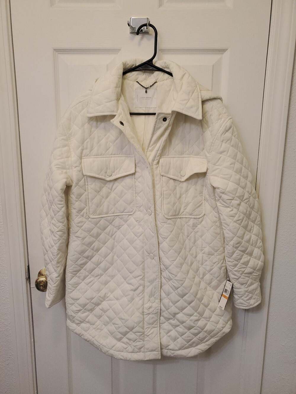 NWT Lucky Brand White Quilted Hooded Shacket Jacket Coat Small $228